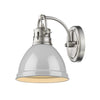 Duncan Pewter Bath Vanity Wall Sconce with Gray Shade Wall Golden Lighting 