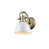 Duncan 1 Light Bath Vanity in Aged Brass with White Shade Wall Golden Lighting 