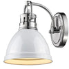 Duncan 1 Light Bath Vanity in Chrome with a White Shade Wall Golden Lighting 