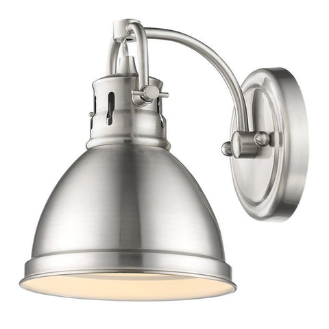 Duncan 1 Light Bath Vanity in Pewter with a Pewter Shade Wall Golden Lighting 