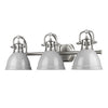 Duncan Pewter 3 Light Bath Vanity Fixture with Gray Shades Wall Golden Lighting 