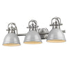 Duncan Pewter 3 Light Bath Vanity Fixture with Gray Shades Wall Golden Lighting 