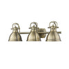 Duncan 3 Light Bath Vanity in Aged Brass with Brass Shades Wall Golden Lighting 
