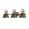 Duncan 3 Light Bath Vanity in Aged Brass with Rubbed Bronze Shades Wall Golden Lighting 