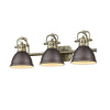 Duncan 3 Light Bath Vanity in Aged Brass with Rubbed Bronze Shades Wall Golden Lighting 