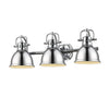 Duncan 3 Light Bath Vanity in Chrome with Chrome Shades Wall Golden Lighting 