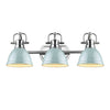 Duncan 3 Light Bath Vanity in Chrome with Seafoam Shades Wall Golden Lighting 
