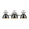 Duncan 3 Light Bath Vanity in Pewter with Black Shades Wall Golden Lighting 