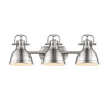 Duncan 3 Light Bath Vanity in Pewter with Pewter Shades Wall Golden Lighting 