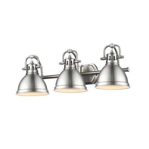 Duncan 3 Light Bath Vanity in Pewter with Pewter Shades Wall Golden Lighting 