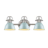 Duncan 3 Light Bath Vanity in Pewter with Seafoam Shades Wall Golden Lighting 