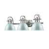 Duncan 3 Light Bath Vanity in Pewter with Seafoam Shades Wall Golden Lighting 