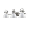 Duncan 3 Light Bath Vanity in Pewter with White Shades Wall Golden Lighting 