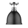 Duncan 8"w Flush Mount in Chrome with a Matte Black Shade Ceiling Golden Lighting 