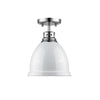 Duncan Flush Mount in Chrome with a White Shade Ceiling Golden Lighting 
