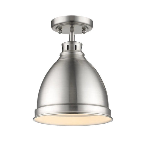 Duncan Flush Mount in Pewter with a Pewter Shade Ceiling Golden Lighting Pewter 