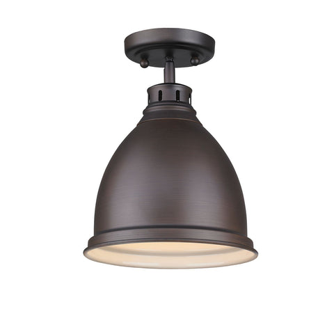 Duncan Flush Mount in Rubbed Bronze with a Rubbed Bronze Shade Ceiling Golden Lighting 