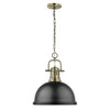 Duncan 14"w Brass Pendant with Matte Black Shade Ceiling Golden Lighting 