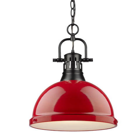 Duncan 14"w Black Pendant with Red Shade Ceiling Golden Lighting 