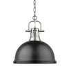 Duncan 14"w Pewter Chain Pendant with Black Shade Ceiling Golden Lighting 