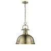 Duncan 1 Light Pendant with Chain in Aged Brass with Brass Ceiling Golden Lighting 
