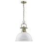 Duncan 1 Light Pendant with Chain in Aged Brass with White Ceiling Golden Lighting 