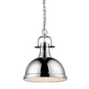 Duncan 1 Light Pendant with Chain in Chrome with a Chrome Shade Ceiling Golden Lighting 