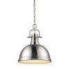 Duncan 1 Light Pendant with Chain in Pewter with a Pewter Shade Ceiling Golden Lighting 