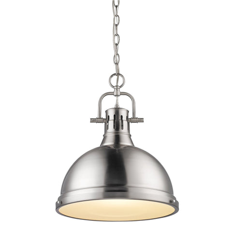 Duncan 1 Light Pendant with Chain in Pewter with a Pewter Shade Ceiling Golden Lighting 
