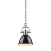 Duncan Mini Pendant with Chain in Chrome with a Black Shade Ceiling Golden Lighting 