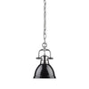 Duncan Mini Pendant with Chain in Chrome with a Black Shade Ceiling Golden Lighting 