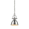 Duncan Mini Pendant with Chain in Pewter with a Pewter Shade Ceiling Golden Lighting 