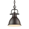 Duncan Mini Pendant with Chain in Rubbed Bronze with a Rubbed Bronze Shade Ceiling Golden Lighting 