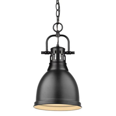 Duncan 9"w Small Black Chain Pendant with Black Shade Ceiling Golden Lighting 