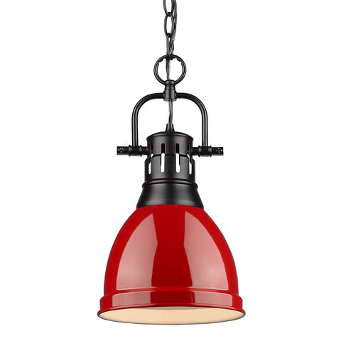 Duncan Black Mini Pendant with Red Shade Ceiling Golden Lighting 