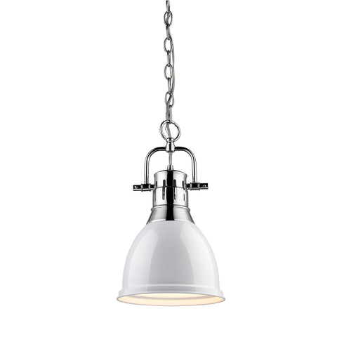 Duncan Small Pendant with Chain in Chrome with a White Shade Ceiling Golden Lighting 