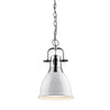 Duncan Small Pendant with Chain in Chrome with a White Shade Ceiling Golden Lighting 