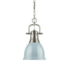 Duncan Small Pendant with Chain in Pewter with a Seafoam Shade Ceiling Golden Lighting 