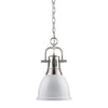 Duncan Small Pendant with Chain in Pewter with a White Shade Ceiling Golden Lighting 