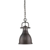 Duncan Small Pendant with Chain in Rubbed Bronze with a Rubbed Bronze Shade Ceiling Golden Lighting 