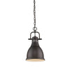 Duncan Small Pendant with Chain in Rubbed Bronze with a Rubbed Bronze Shade Ceiling Golden Lighting Bronze 