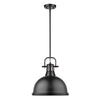 Duncan 14"w Black Rod Pendant with Black Shade Ceiling Golden Lighting 