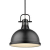 Duncan 14"w Black Rod Pendant with Black Shade Ceiling Golden Lighting 