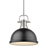 Duncan 14"w Pewter Rod Pendant with Black Shade Ceiling Golden Lighting 
