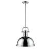 Duncan 1 Light Pendant with Rod in Chrome with a Chrome Shade Ceiling Golden Lighting 