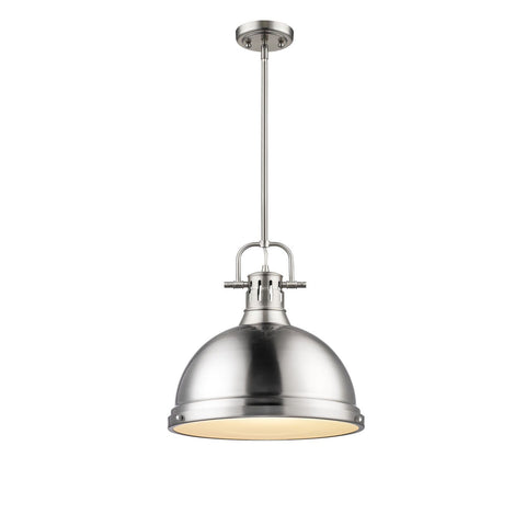 Duncan 1 Light Pendant with Rod in Pewter with a Pewter Shade Ceiling Golden Lighting 