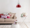 Duncan 1 Light Pendant with Rod in Pewter with a Red Shade Ceiling Golden Lighting 