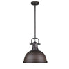 Duncan 1 Light Pendant with Rod in Rubbed Bronze with a Rubbed Bronze Shade Ceiling Golden Lighting 