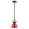 Duncan 6"w Black Rod Mini Pendant with Red Shade Ceiling Golden Lighting 