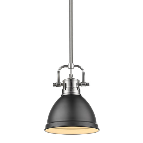Duncan 8"w Pewter Mini Pendant with Black Shade Ceiling Golden Lighting 
